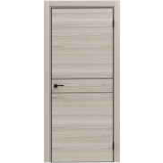Дверь межкомнатная Порта-52 4AB Полипропилен, Alpik Oak в комплекте с врезанной черной магнитной защелкой, глухая, кромка алюминиевая черная матовая, каркасно-щитовая