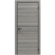 Дверь межкомнатная Порта-52 4AB Полипропилен Grey Oak, глухая, кромка алюминиевая черная, каркасно-щитовая