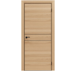 Дверь межкомнатная Порта-52 4AB Полипропилен Natural Oak, глухая, кромка алюминиевая черная, каркасно-щитовая