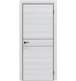 Дверь межкомнатная Порта-52 4AB Полипропилен, White Oak в комплекте с врезанной черной магнитной защелкой, глухая, кромка алюминиевая черная матовая, каркасно-щитовая