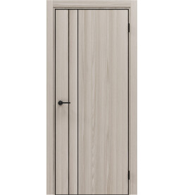 Дверь межкомнатная Порта-58 4AB Полипропилен, Alpik Oak в комплекте с врезанной черной магнитной защелкой, глухая, кромка алюминиевая черная матовая, каркасно-щитовая