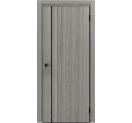 Дверь межкомнатная Порта-58 4AB Полипропилен Grey Oak, глухая, кромка алюминиевая черная, каркасно-щитовая