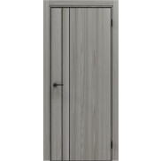 Дверь межкомнатная Порта-58 4AB Полипропилен Grey Oak, глухая, кромка алюминиевая черная, каркасно-щитовая
