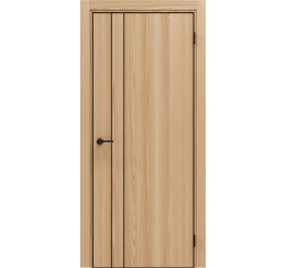 Дверь межкомнатная Порта-58 4AB Полипропилен Natural Oak, глухая, кромка алюминиевая черная, каркасно-щитовая