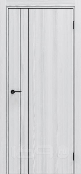 Дверь межкомнатная Порта-58 4AB Полипропилен, White Oak в комплекте с врезанной черной магнитной защелкой, глухая, кромка алюминиевая черная матовая, каркасно-щитовая