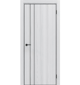 Дверь межкомнатная Порта-58 4AB Полипропилен, White Oak в комплекте с врезанной черной магнитной защелкой, глухая, кромка алюминиевая черная матовая, каркасно-щитовая