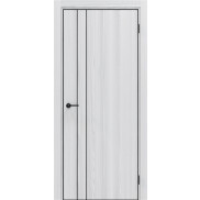 Дверь межкомнатная Порта-58 4AB Полипропилен White Oak, глухая, кромка алюминиевая черная, каркасно-щитовая