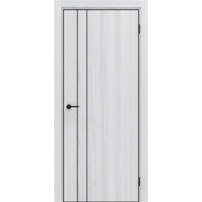 Дверь межкомнатная Порта-58 4AB Полипропилен, White Oak в комплекте с врезанной черной магнитной защелкой, глухая, кромка алюминиевая черная матовая, каркасно-щитовая