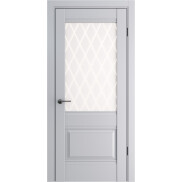 Дверь межкомнатная Классико-43 Полипропилен Nardo Grey, остекленная, white сrystal, царговая