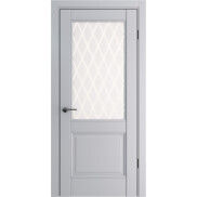 Дверь межкомнатная Классико-93 Полипропилен Nardo Grey, остекленная, white сrystal, царговая