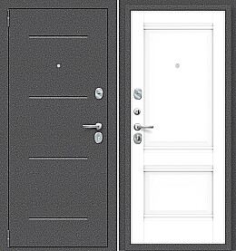 Дверь входная Porta R-2 104/K42 Антик серебро/Snow Veralinga, 2 замка