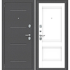 Дверь входная Porta R-2 104/K42 Антик серебро/Snow Veralinga, 2 замка