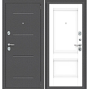 Дверь входная Porta R-2 104/K42 Антик серебро/Snow Veralinga, 2 замка, с ночной задвижкой