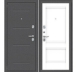 Дверь входная Porta R-2 104/K42 Антик серебро/Snow Veralinga, 2 замка, с ночной задвижкой