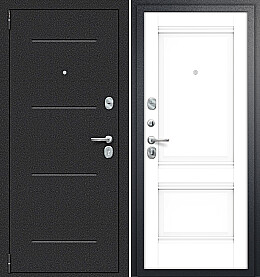 Дверь входная Porta R-2 104/K42 Букле Черный/Snow Veralinga, 2 замка