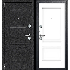 Дверь входная Porta R-2 104/K42 Букле Черный/Snow Veralinga, 2 замка