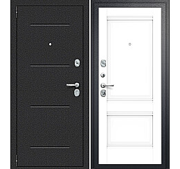 Дверь входная Porta R-2 104/K42 Букле Черный/Snow Veralinga, 2 замка, с ночной задвижкой