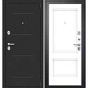 Дверь входная Porta R-2 104/K42 Букле Черный/Snow Veralinga, 2 замка, с ночной задвижкой