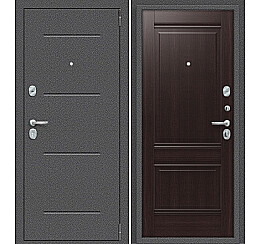 Дверь входная Porta R-2 104/K42 Антик серебро/Wenge Veralinga, 2 замка, с ночной задвижкой