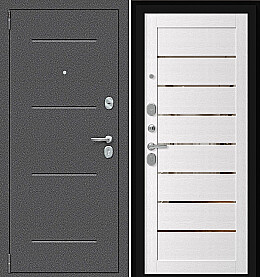 Дверь входная Porta R-2 104/П222 Антик серебро/Wood Alaska, с зеркалом, 2 замка