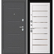 Дверь входная Porta R-2 104/П222 Антик серебро/Wood Alaska, с зеркалом, 2 замка, с ночной задвижкой