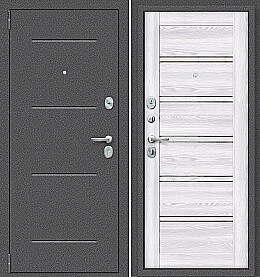 Дверь входная Porta R-2 104/П28 Антик серебро/Riviera Ice, с зеркалом, 2 замка