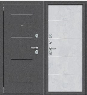 Дверь входная Porta R-2 104/П50 IMP-6 Антик серебро/Snow Art, 2 замка, с ночной задвижкой