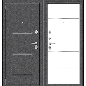 Дверь входная Porta R-2 104/П50 IMP-6 Антик серебро/Super White, 2 замка