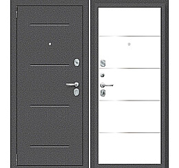 Дверь входная Porta R-2 104/П50 IMP-6 Антик серебро/Super White, 2 замка, с ночной задвижкой