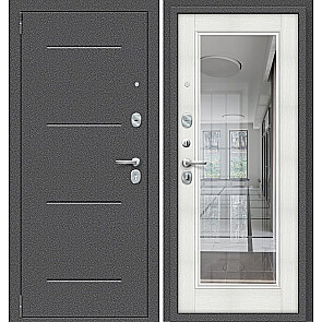 Дверь входная Porta R-2 104/П61 Антик серебро/Bianco Veralinga, с зеркалом, 2 замка