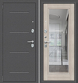 Дверь входная Porta R-2 104/П61 Антик серебро/Cappuccino Veralinga, с зеркалом, 2 замка