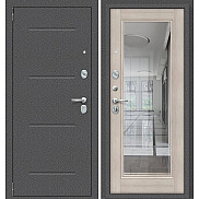 Дверь входная Porta R-2 104/П61 Антик серебро/Cappuccino Veralinga, с зеркалом, 2 замка, с ночной задвижкой