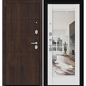 Дверь входная Porta R-3 4/K41 Almon 28/Alaska, с зеркалом, 2 замка