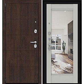 Дверь входная Porta R-3 4/K41 Almon 28/Nardo Grey, с зеркалом, 2 замка