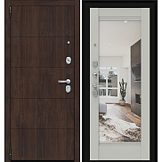 Дверь входная Porta R-3 4/K41 Almon 28/Nardo Grey, с зеркалом, 2 замка, с ночной задвижкой
