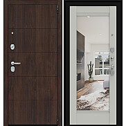 Дверь входная Porta R-3 4/K41 Almon 28/Nardo Grey, с зеркалом, 2 замка, с ночной задвижкой