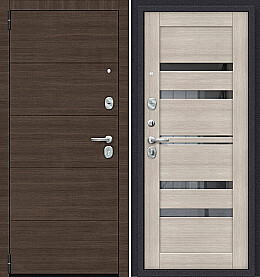 Дверь входная Porta S-3P 4/П30 Brownie/Cappuccino Veralinga, с зеркалом, 2 замка