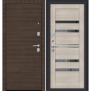 Дверь входная Porta S-3P 4/П30 Brownie/Cappuccino Veralinga, с зеркалом, 2 замка