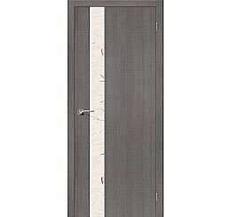 Дверь межкомнатная из эко шпона «Порта-51 SA» Grey Crosscut остекление Зеркало художественное