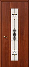 Ламинированная межкомнатная дверь "23Х" Итальянский орех остекление художественное