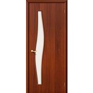 Ламинированная межкомнатная дверь "6С" Итальянский орех остекление белое матовое