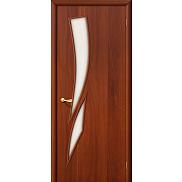 Ламинированная межкомнатная дверь "8С" Итальянский орех остекление Сатинато белое