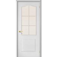 Ламинированная межкомнатная дверь «Палитра» Белая остекление белое рифленое