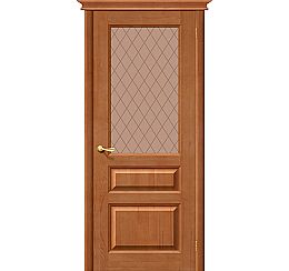 Дверь межкомнатная из Массива сосны «М5» Светлый лак остекление художественное