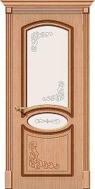 Дверь межкомнатная шпонированная «Азалия» Дуб (Шпон файн-лайн) остекление Сатинато белое