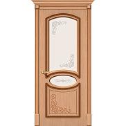 Дверь межкомнатная шпонированная «Азалия» Дуб (Шпон файн-лайн) остекление Сатинато белое