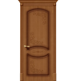 Дверь межкомнатная Азалия Шпонированные, Ф-11 (Орех), глухая, каркасно-щитовая