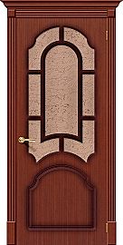 Дверь межкомнатная шпонированная «Соната» Макоре (Шпон файн-лайн) остекление Бронза