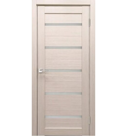 Дверь межкомнатная Лайт-3 Экошпон, Кремовая лиственница, остекленная, сатинат белый, царговая