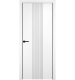 Дверь межкомнатная Лайн-2 Экошпон, Вайт, глухая, кромка алюминиевая черная матовая, каркасно-щитовая